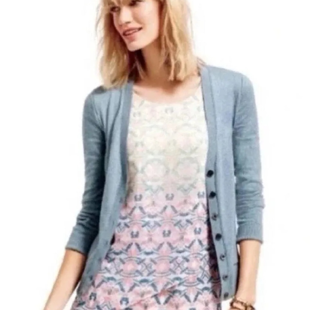 Cabi Billie Breeze Blue Green Cardigan Sweater.  Size XS